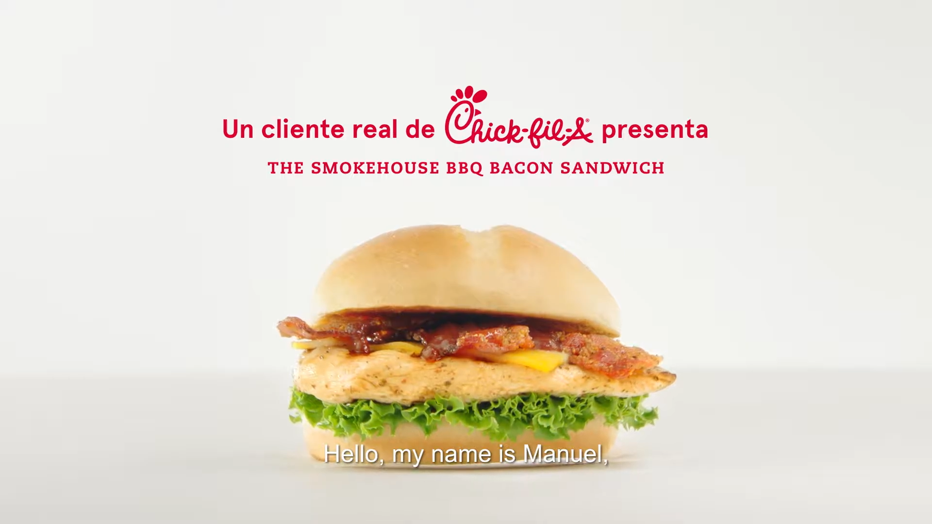 Chick fil A The Smokehouse BBQ Bacon Sandwich Spanish